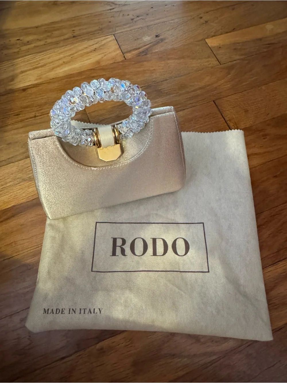 Vintage Rodo Gold Crystal Handle Evening Bag